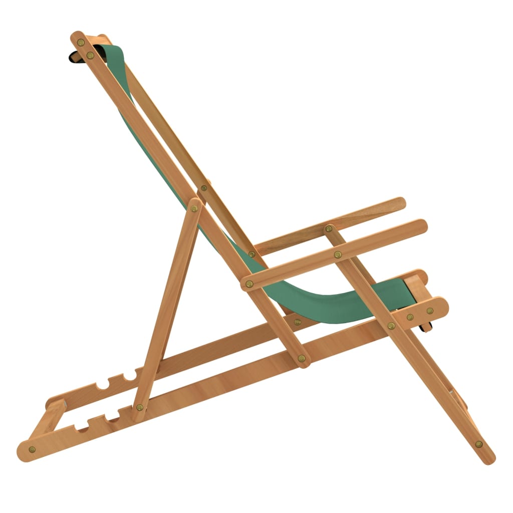 vidaXL Sammenleggbar strandstol heltre teak grønn