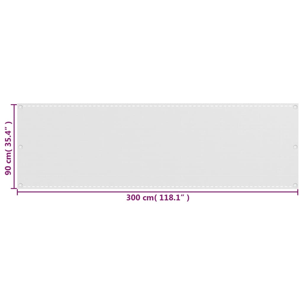 vidaXL Balkongskjerm hvit 90x300 cm HDPE