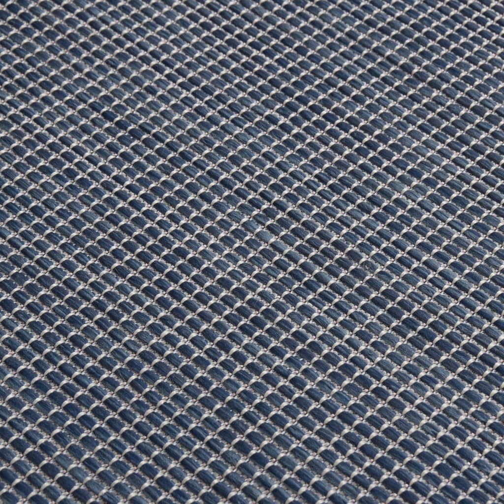 vidaXL Utendørs flatvevd teppe 80x150 cm blå