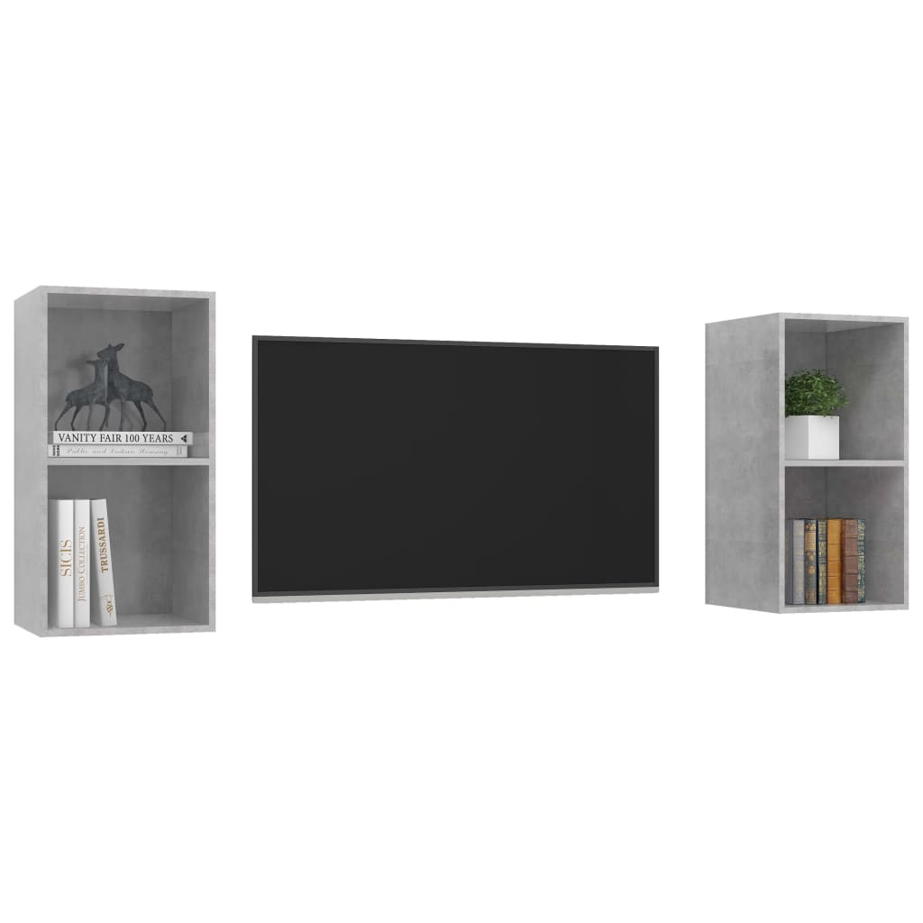 vidaXL Vegghengte TV-benker 2 stk betonggrå sponplate