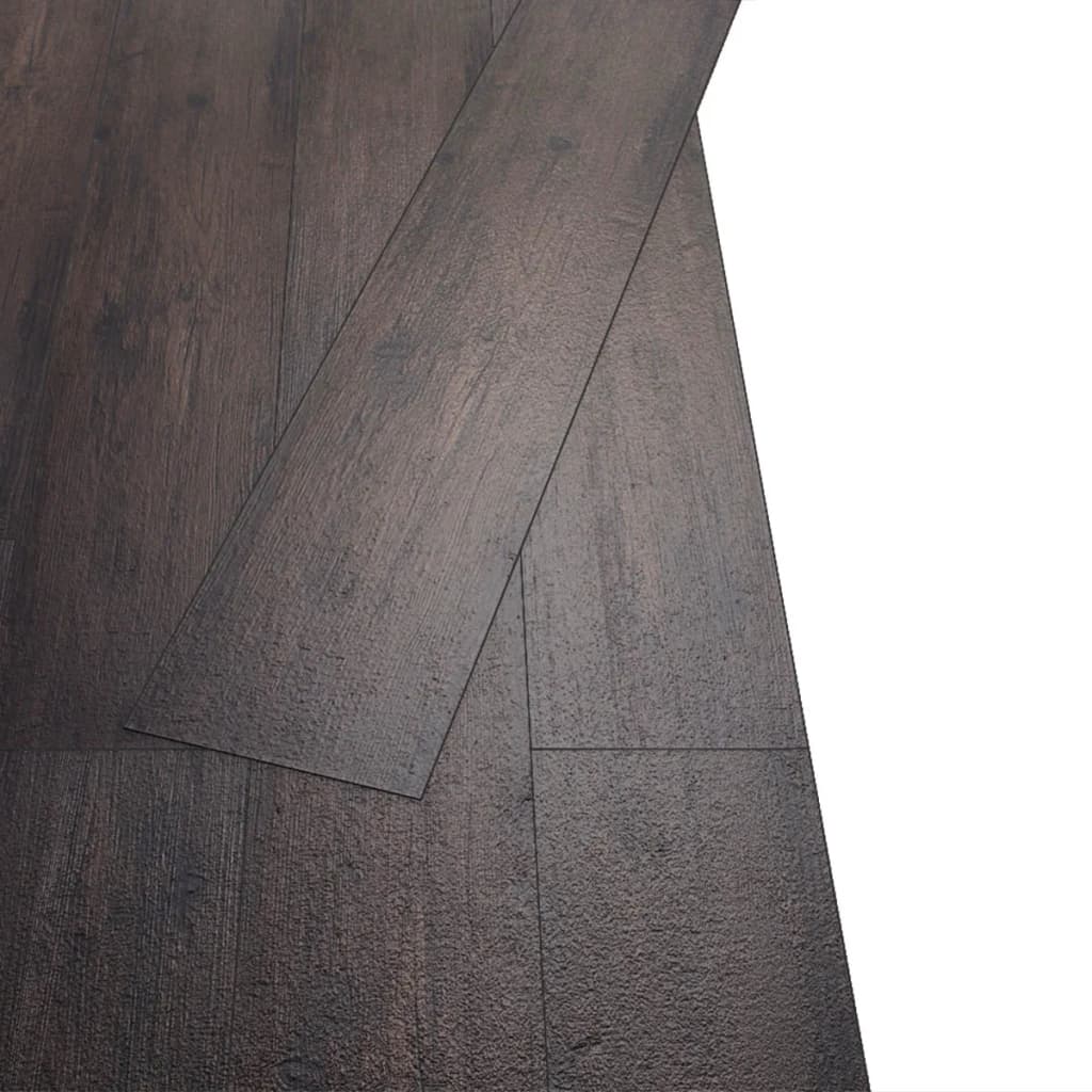 vidaXL Selvklebende PVC gulvplanker 5,21 m² 2 mm mørkebrun
