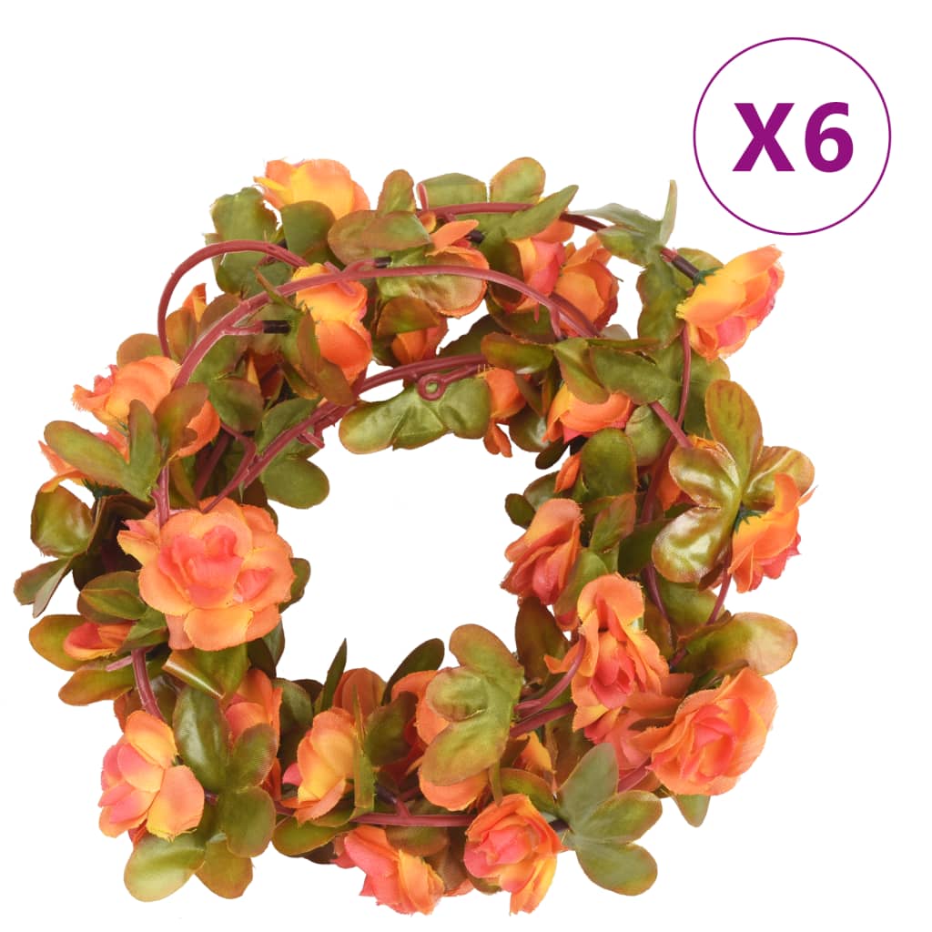 vidaXL Kunstige blomsterkranser 6 stk oransje 250 cm