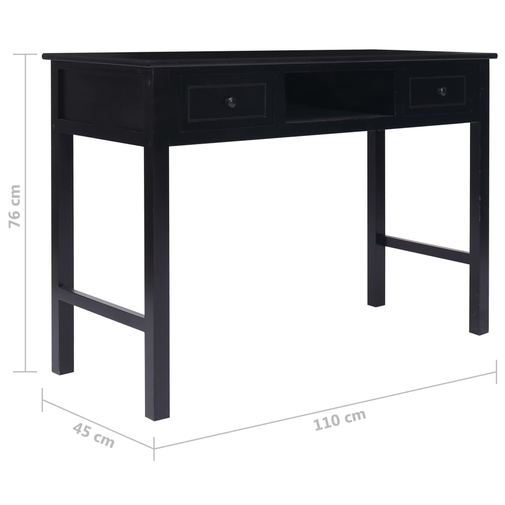 vidaXL Skrivebord svart 110x45x76 cm tre