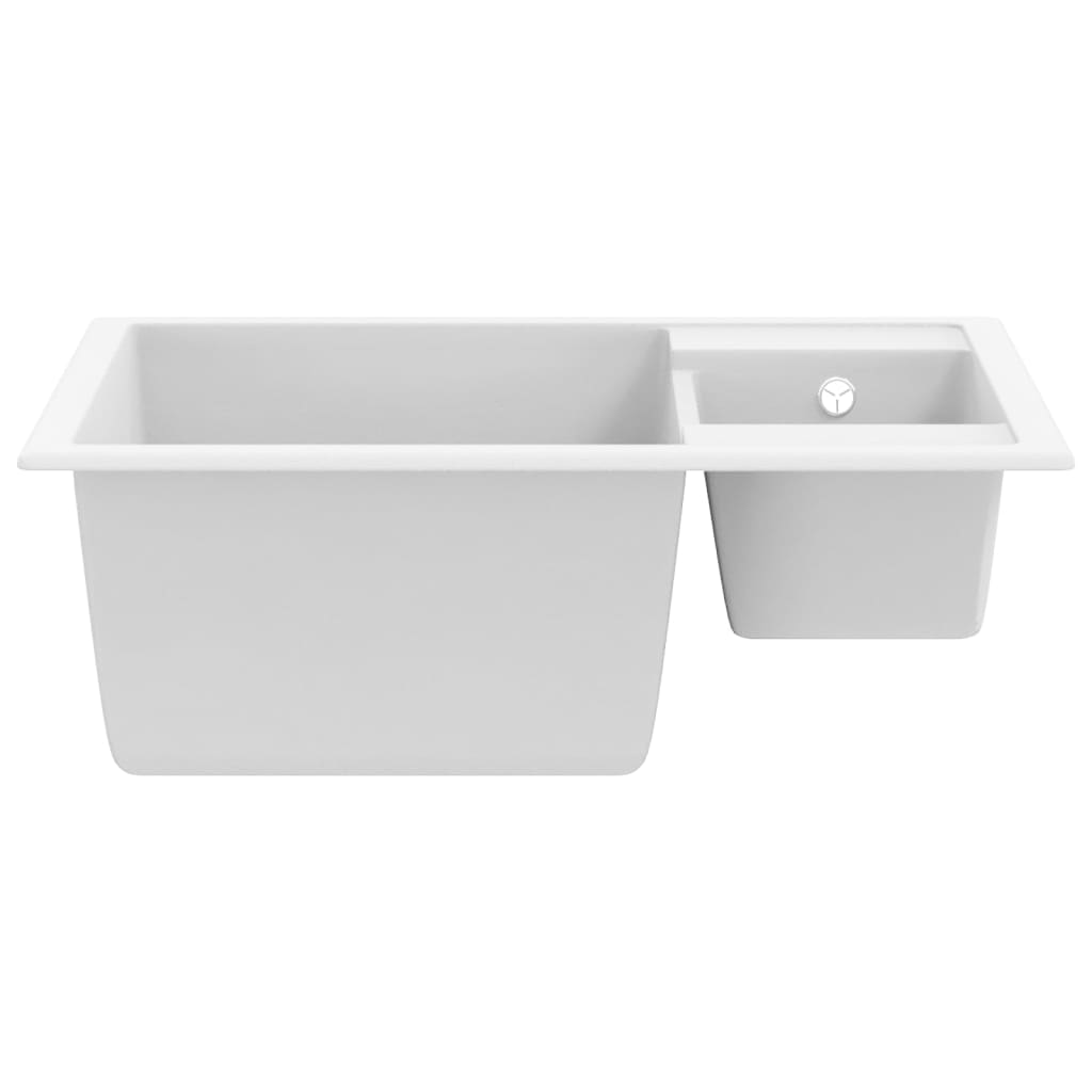 vidaXL Kjøkkenvask med overløpshull dobbel kum hvit granitt