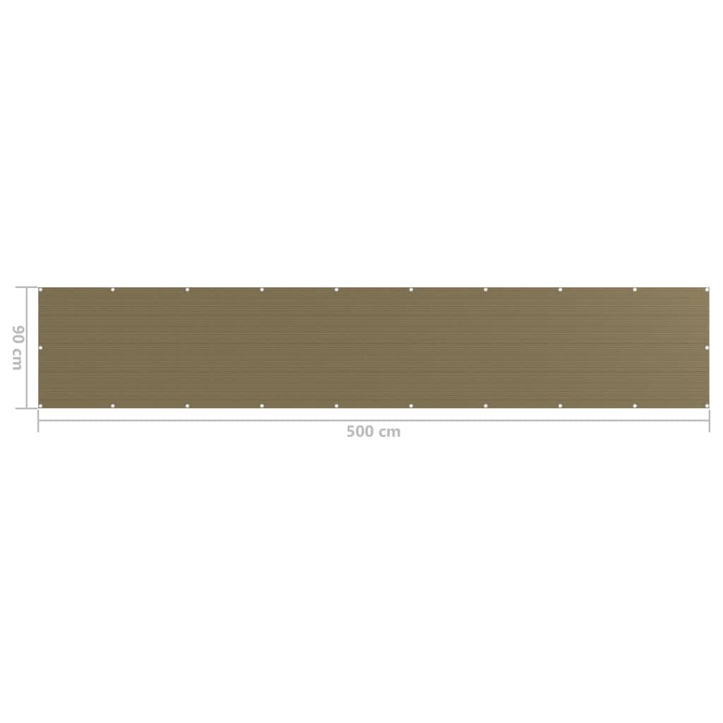vidaXL Balkongskjerm gråbrun 90x500 cm HDPE