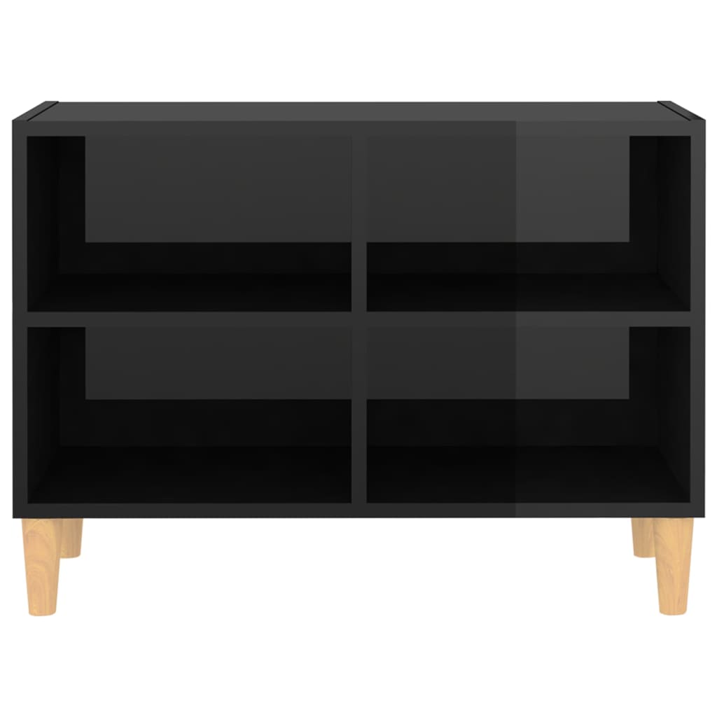vidaXL TV-benk med ben i heltre høyglans svart 69,5x30x50 cm