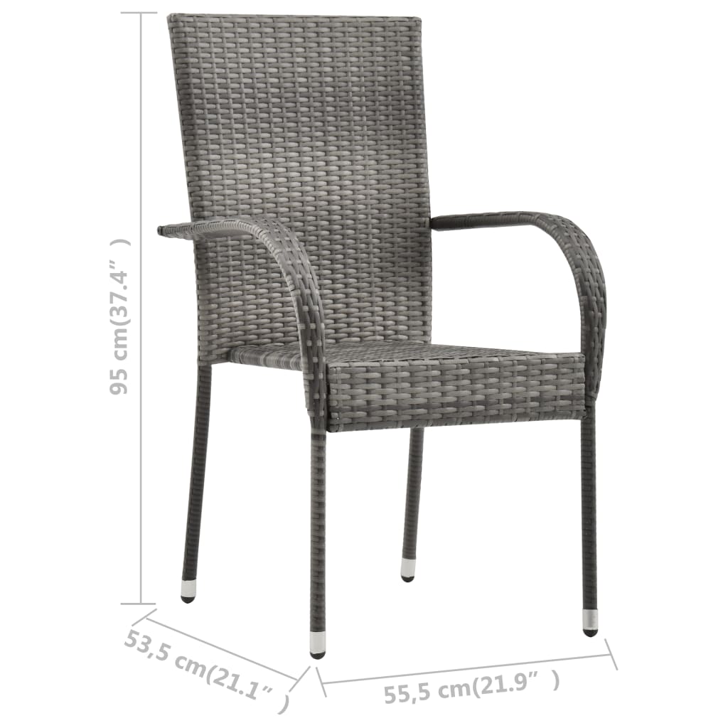 vidaXL Stablestoler 6 stk grå polyrotting