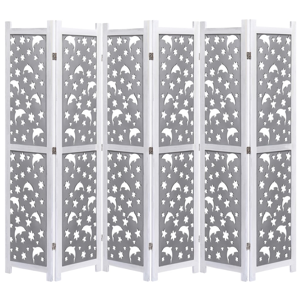 vidaXL Romdeler 6 paneler grå 210x165 cm heltre