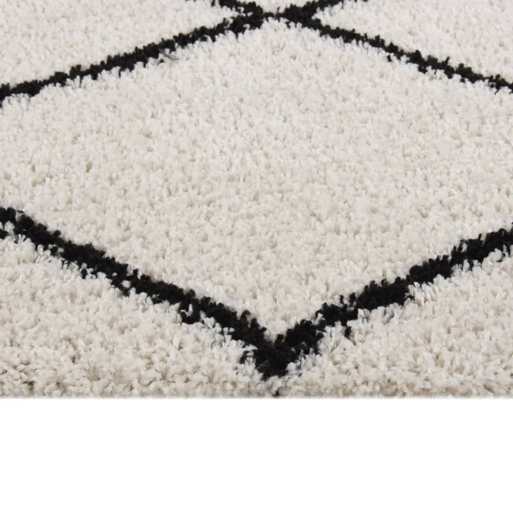 vidaXL Flossteppe med lang luv svart og kremhvit 80x150 cm