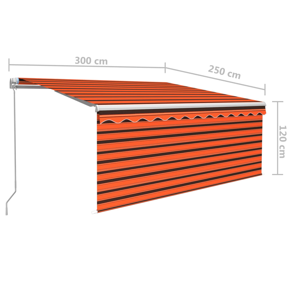 vidaXL Manuell uttrekkbar markise med stolper 3x2,5 m oransje brun