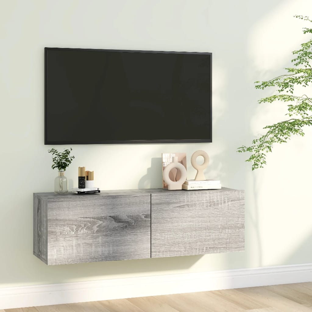 vidaXL TV-benk grå sonoma 100x30x30 cm konstruert tre