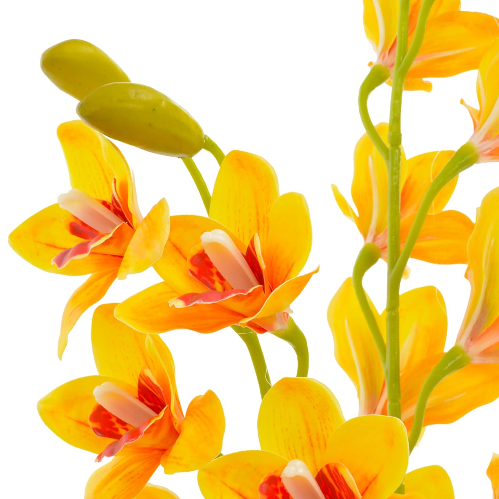 vidaXL Kunstig orkidè med potte gul 90 cm