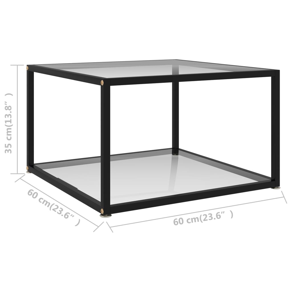 vidaXL Salongbord gjennomsiktig 60x60x35 cm herdet glass
