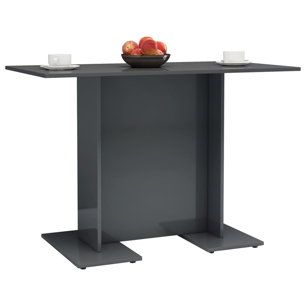 vidaXL Spisebord høyglans grå 110x60x75 cm sponplate