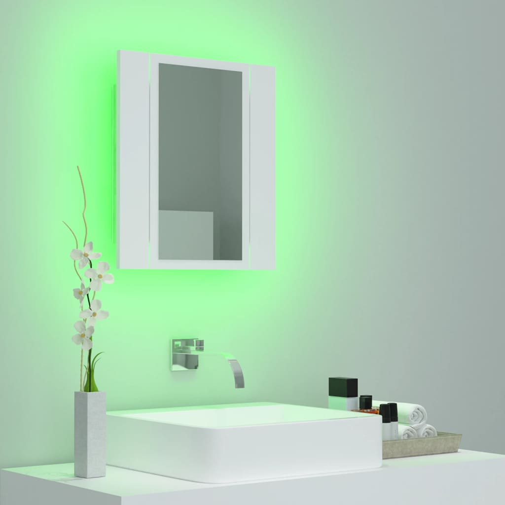 vidaXL LED-speilskap til baderom hvit 40x12x45 cm akryl