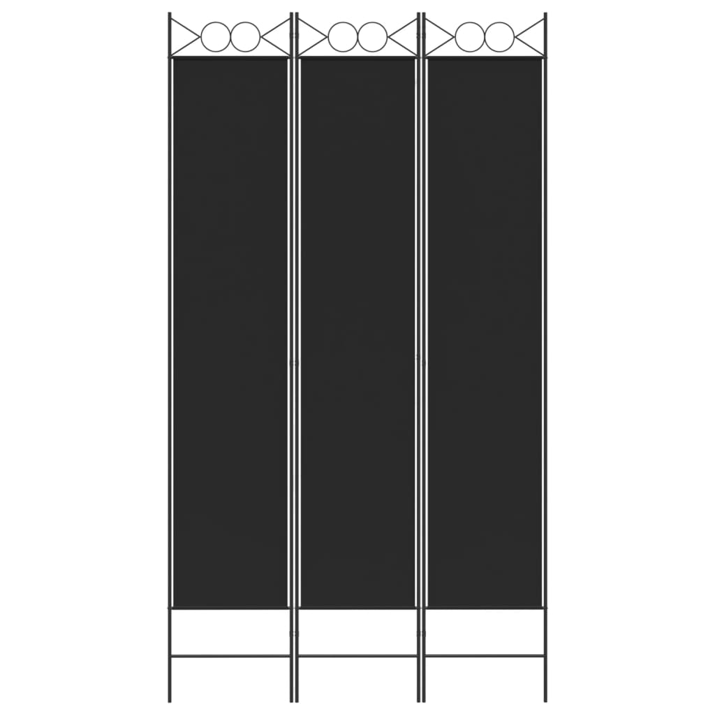 vidaXL Romdeler 3 paneler svart 120x220 cm stoff