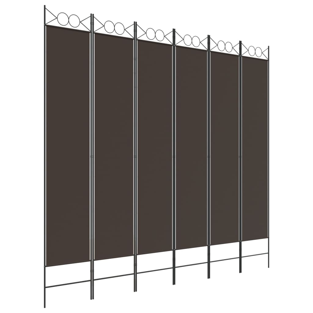 vidaXL Romdeler 6 paneler brun 240x220 cm stoff