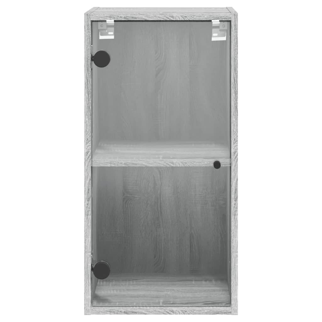 vidaXL Veggskap med glassdører grå sonoma 35x37x68,5 cm