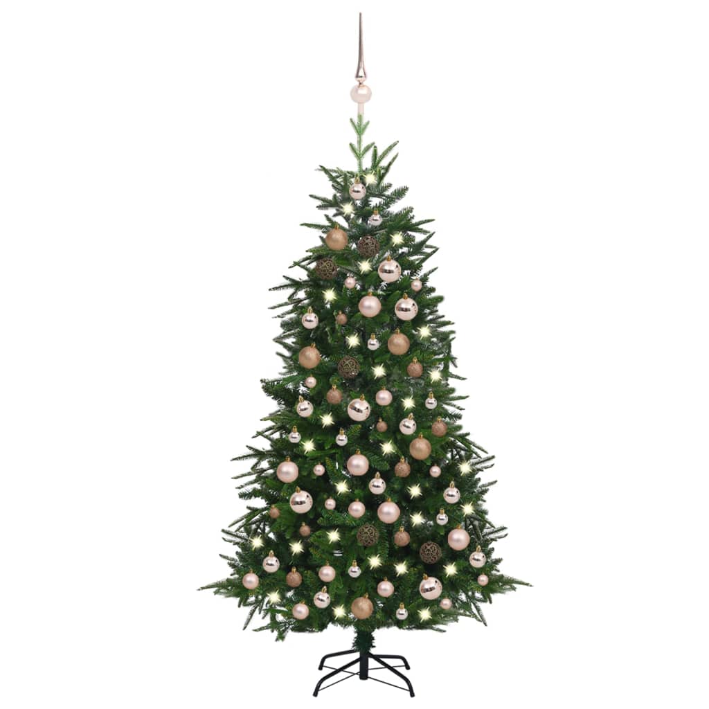 vidaXL Kunstig juletre med LED og kulesett 180 cm PVC og PE grønn