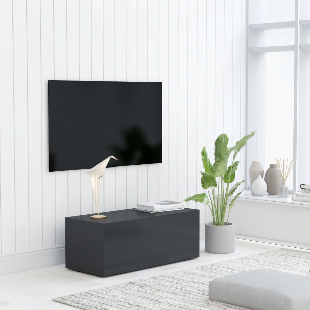vidaXL TV-benk grå 80x34x30 cm sponplate