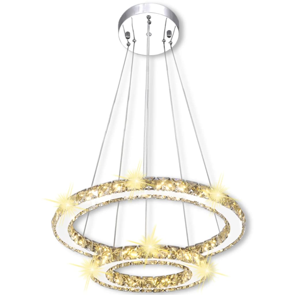 vidaXL Taklampe krystall dobbel ring LED 23,6 W