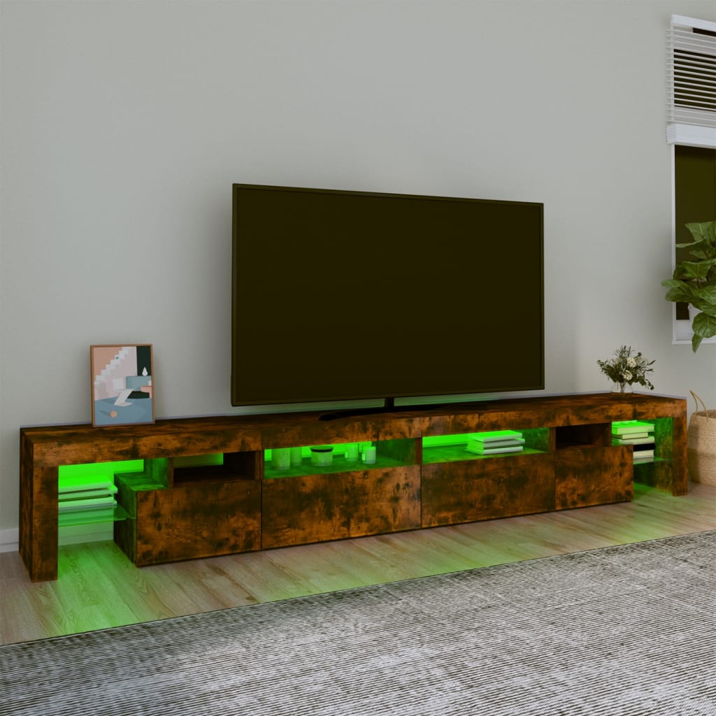 vidaXL TV-benk med LED-lys røkt eik 260x36,5x40 cm