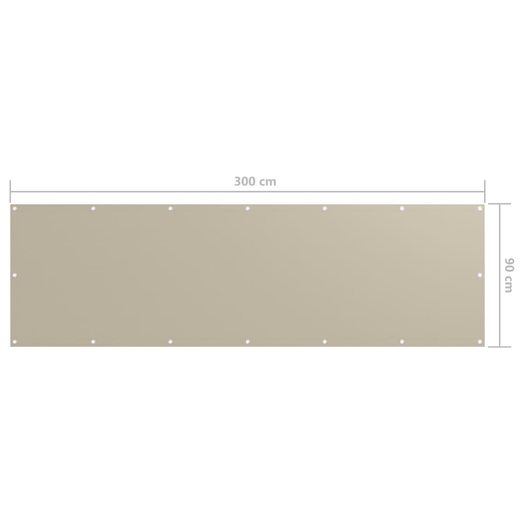 vidaXL Balkongskjerm beige 90x300 cm oxfordstoff