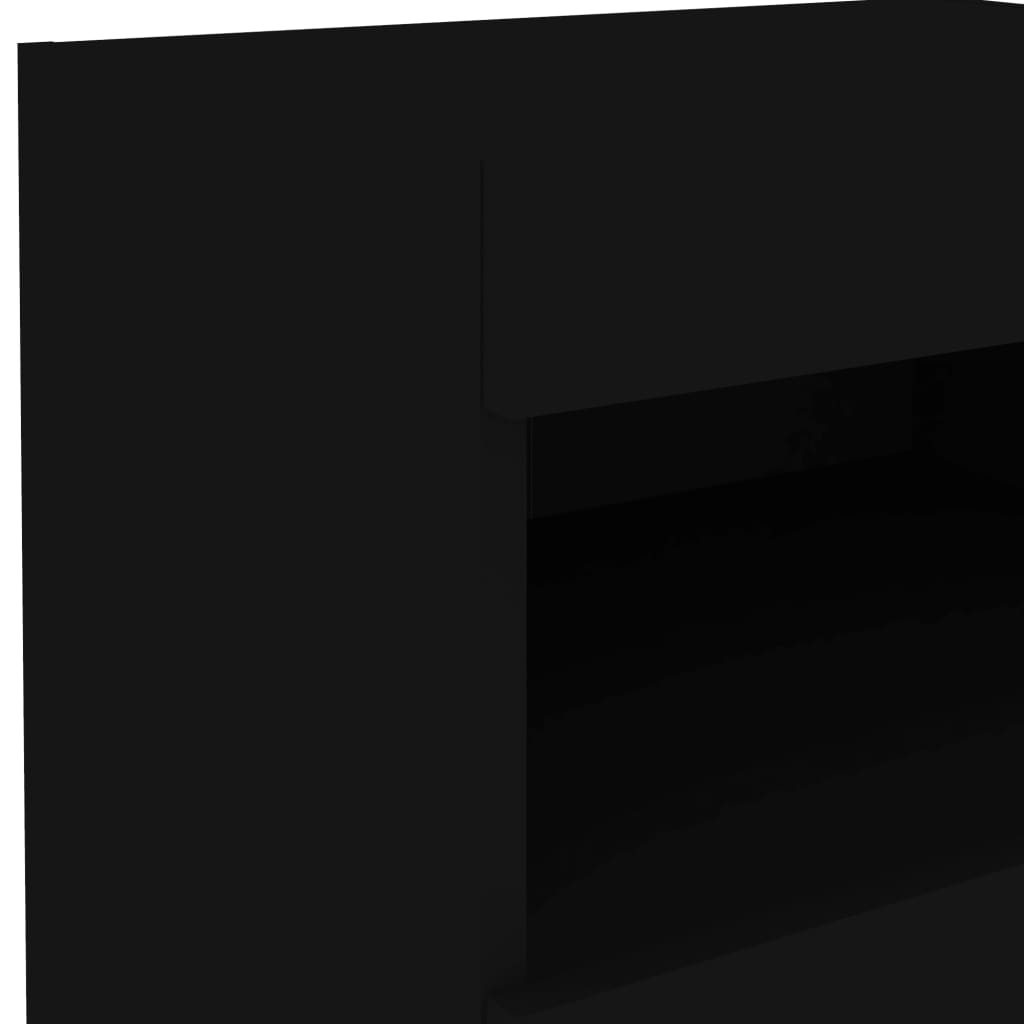 vidaXL Nattbord med LED svart 50x40x45 cm