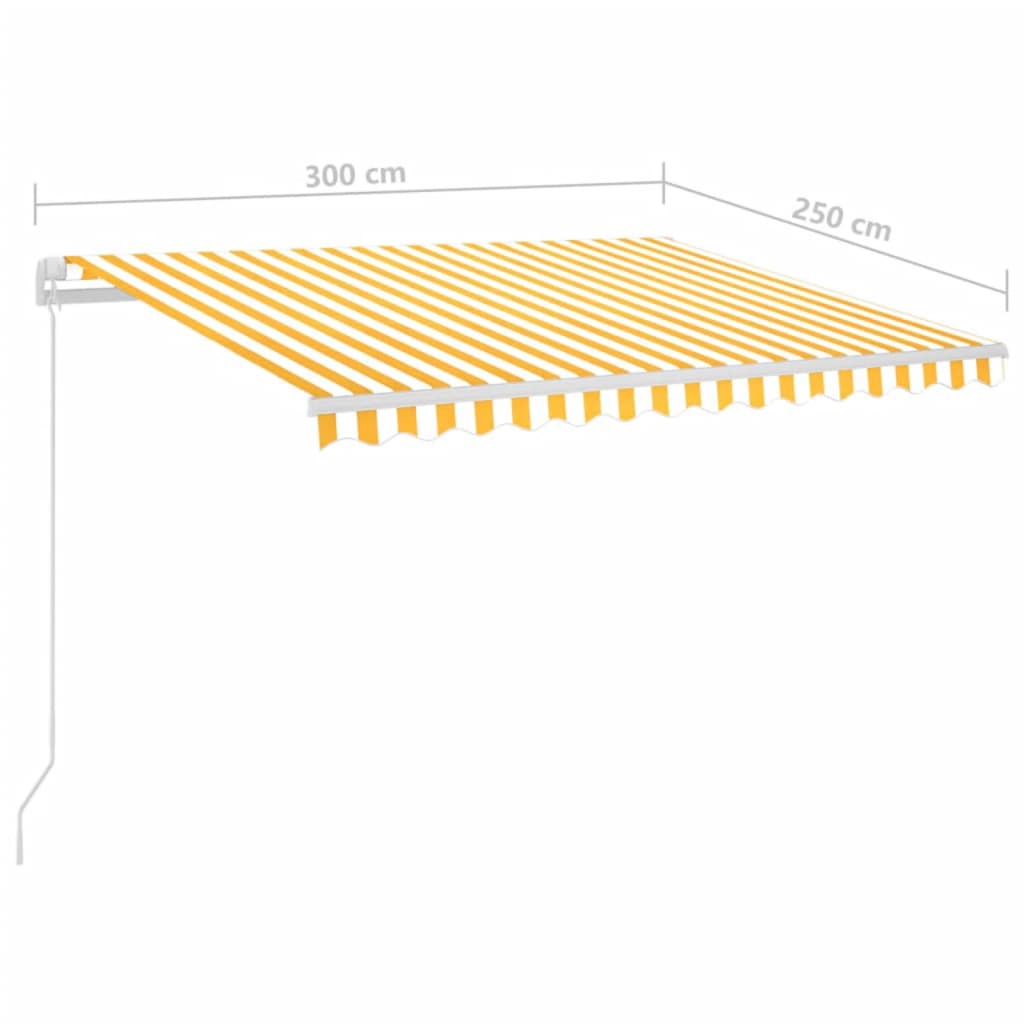 vidaXL Automatisk markise med LED og vindsensor 3x2,5 m gul og hvit