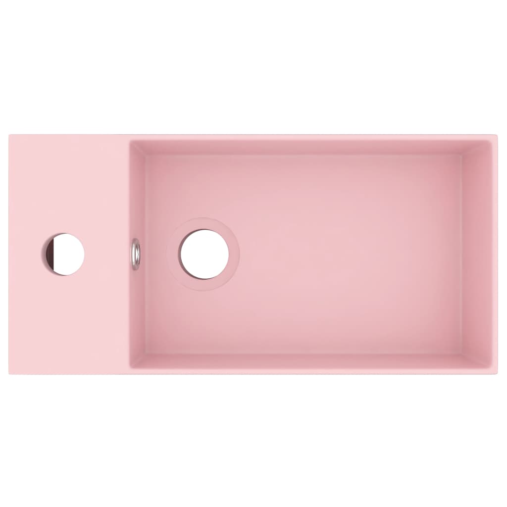 vidaXL Badeservant med overløp keramisk matt rosa