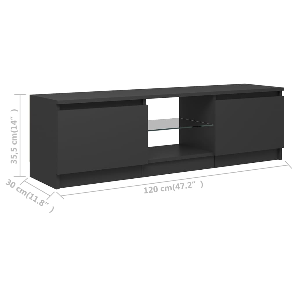 vidaXL TV-benk med LED-lys grå 120x30x35,5 cm