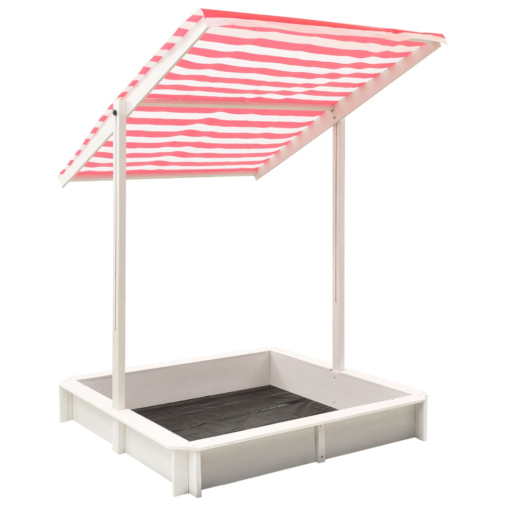 vidaXL Sandkasse med justerbart tak gran hvit og rød UV50