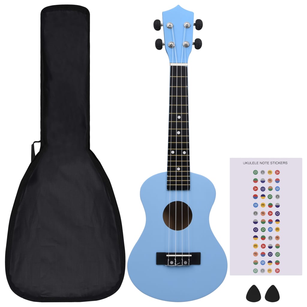vidaXL Sopran-ukulele sett med veske for barn babyblå 23"