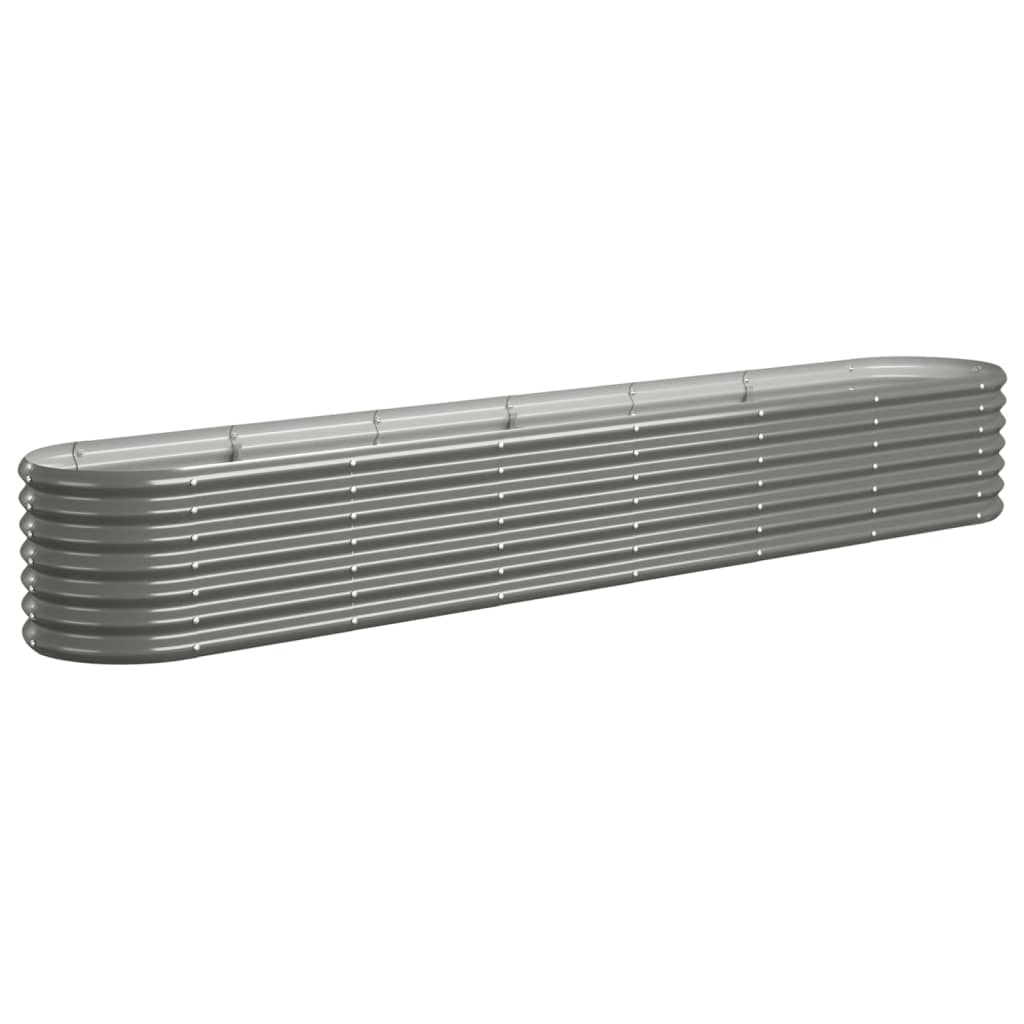 vidaXL Høybed pulverlakkert stål 260x40x36 cm grå