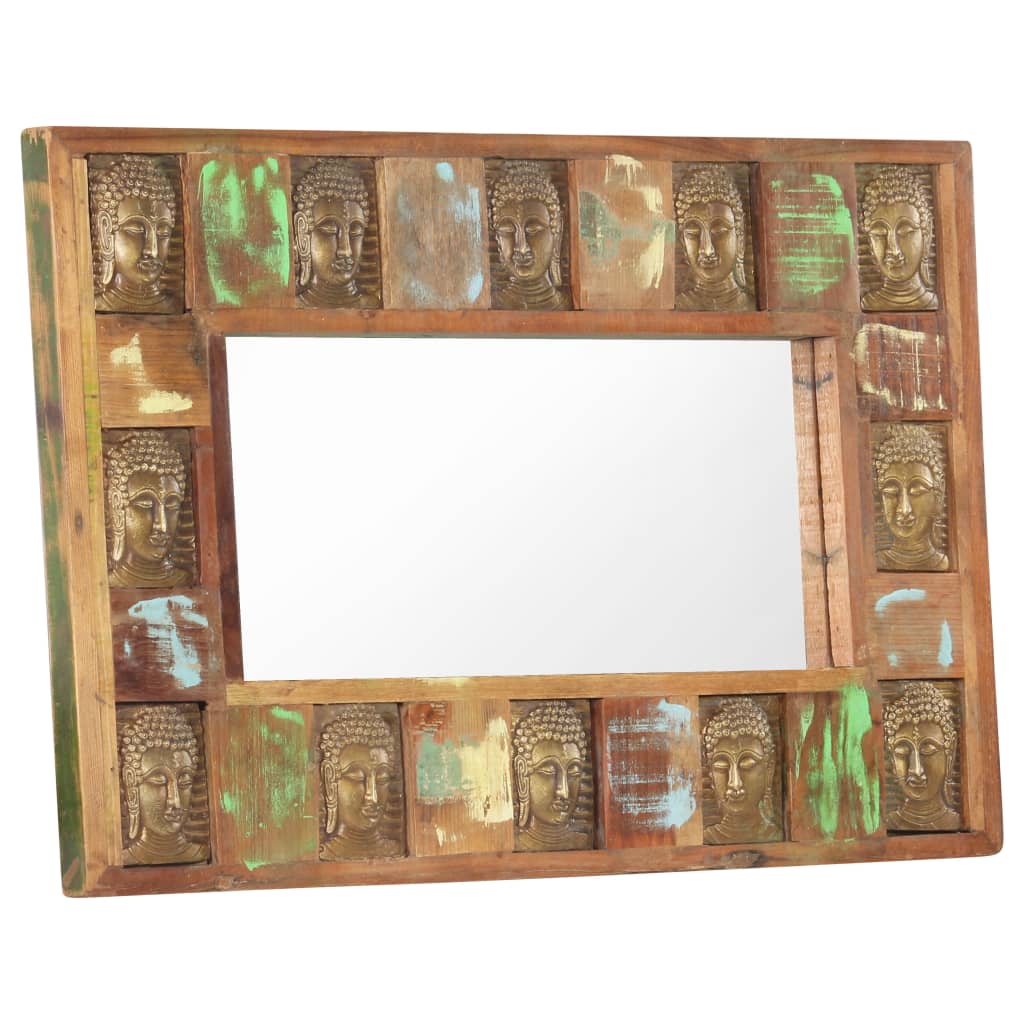 vidaXL Speil med Buddha-motiver 80x50 cm gjenvunnet tre