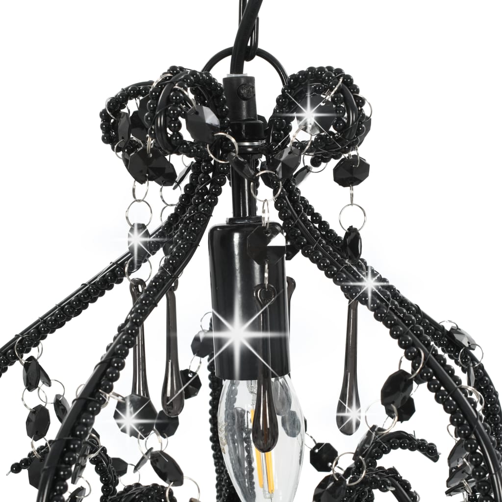 vidaXL Taklampe med perler svart rund E14