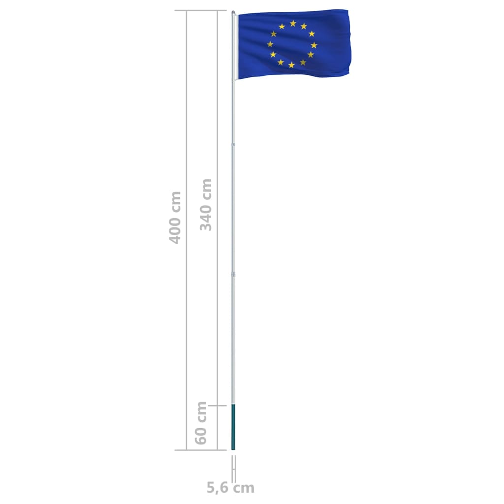 vidaXL Europeisk flagg og stang aluminium 4 m