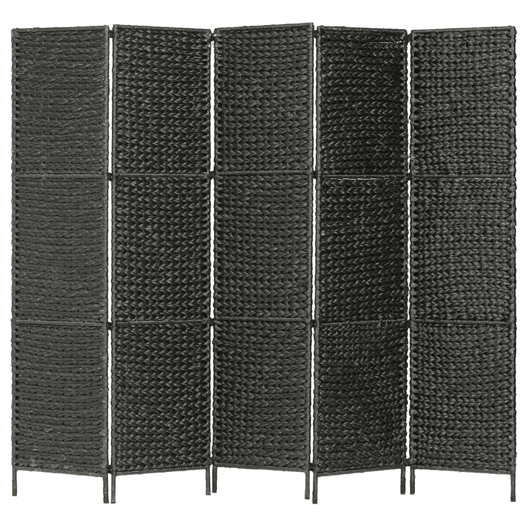 vidaXL Romdeler med 5 paneler 193x160 cm vannhyacinth svart