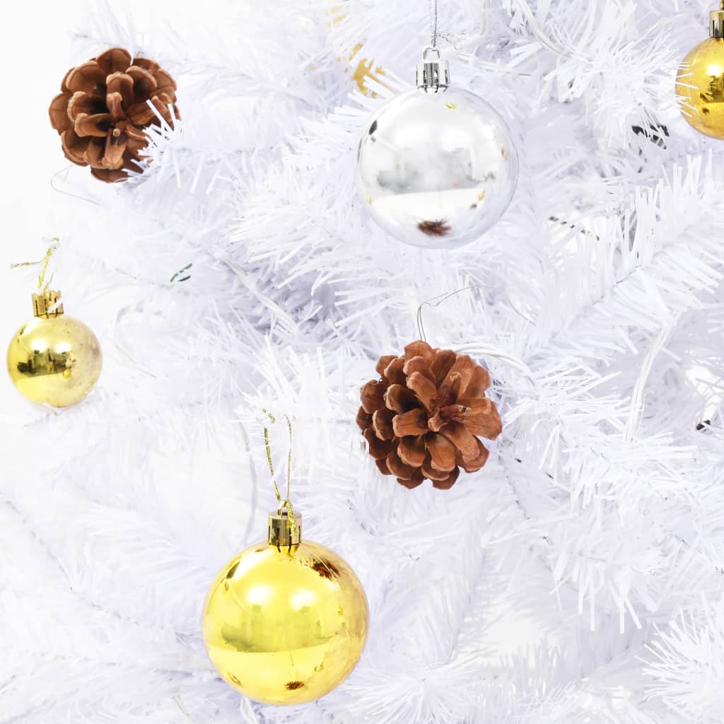 vidaXL Kunstig juletre med kuler og lysdioder hvit 150 cm