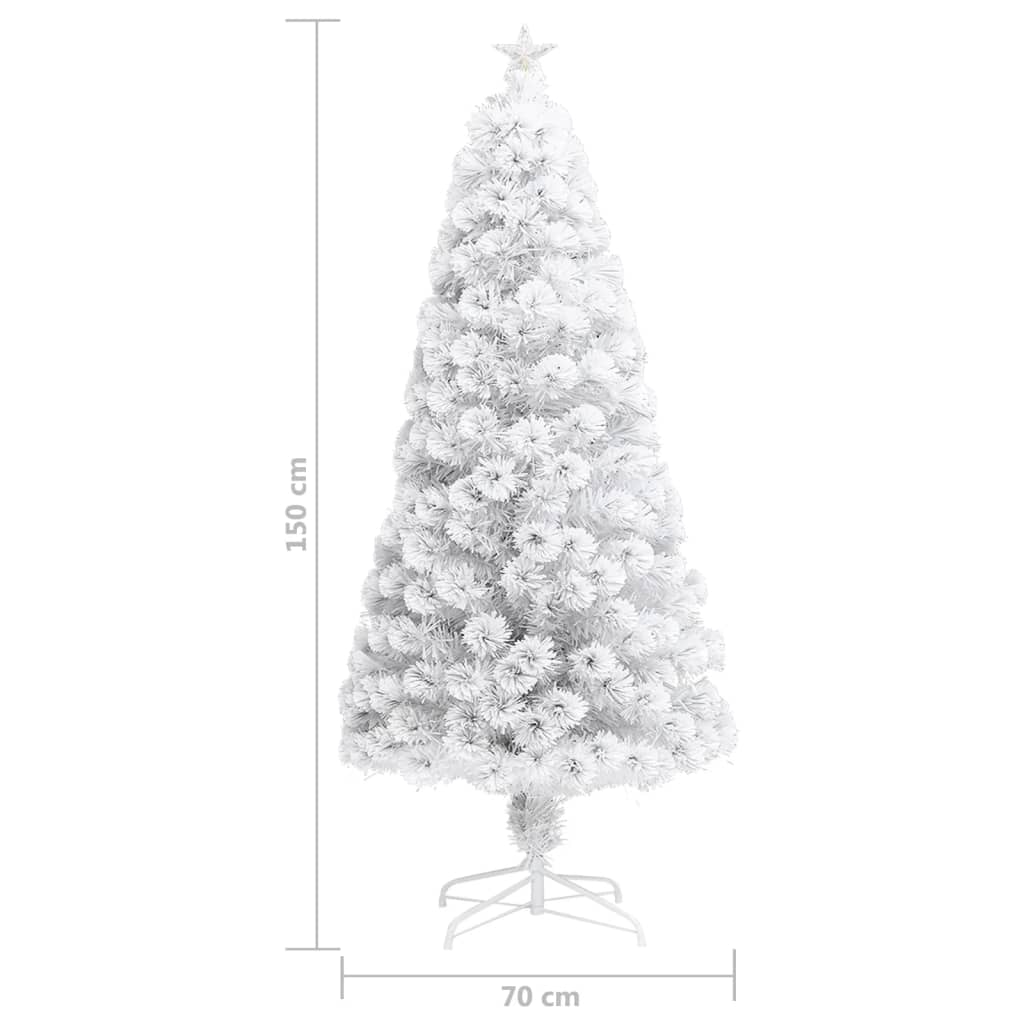 vidaXL Forhåndsbelyst kunstig juletre hvit 150 cm fiberoptikk