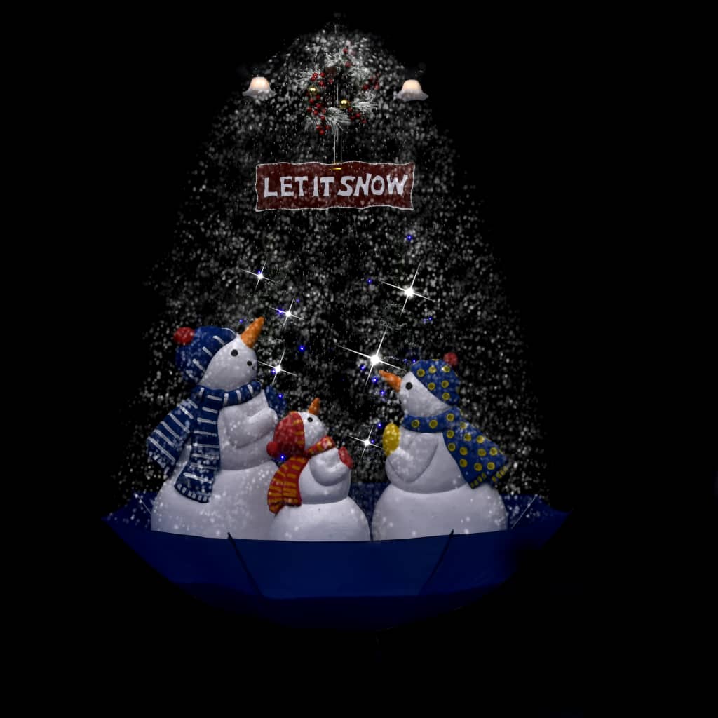 vidaXL Kunstig juletre med snø og paraplyfot blå 170 cm PVC