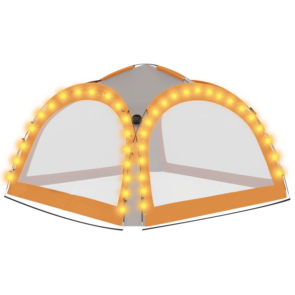 vidaXL Partytelt med LED og 4 sidevegger 3,6x3,6x2,3 m grå og oransje