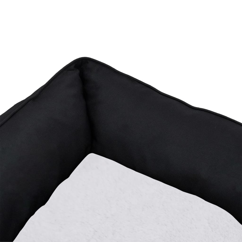 vidaXL Hundeseng svart og hvit 110,5x80,5x26 cm fleece med linutseende