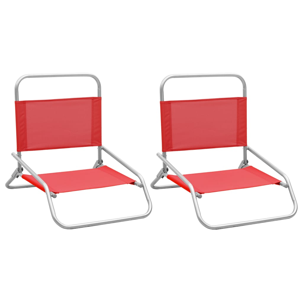 vidaXL Sammenleggbare strandstoler 2 stk rød stoff