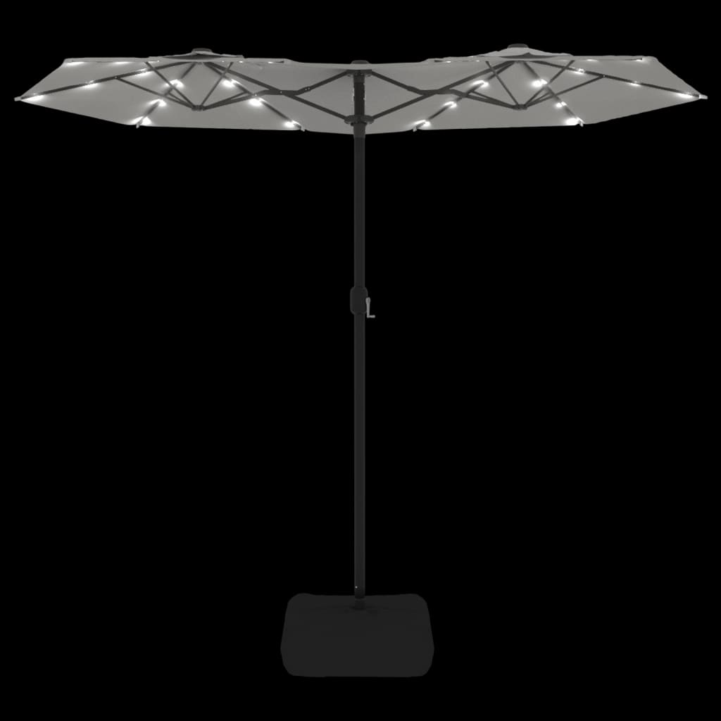vidaXL Parasoll dobbelt hode med LED sand hvit 316x240 cm