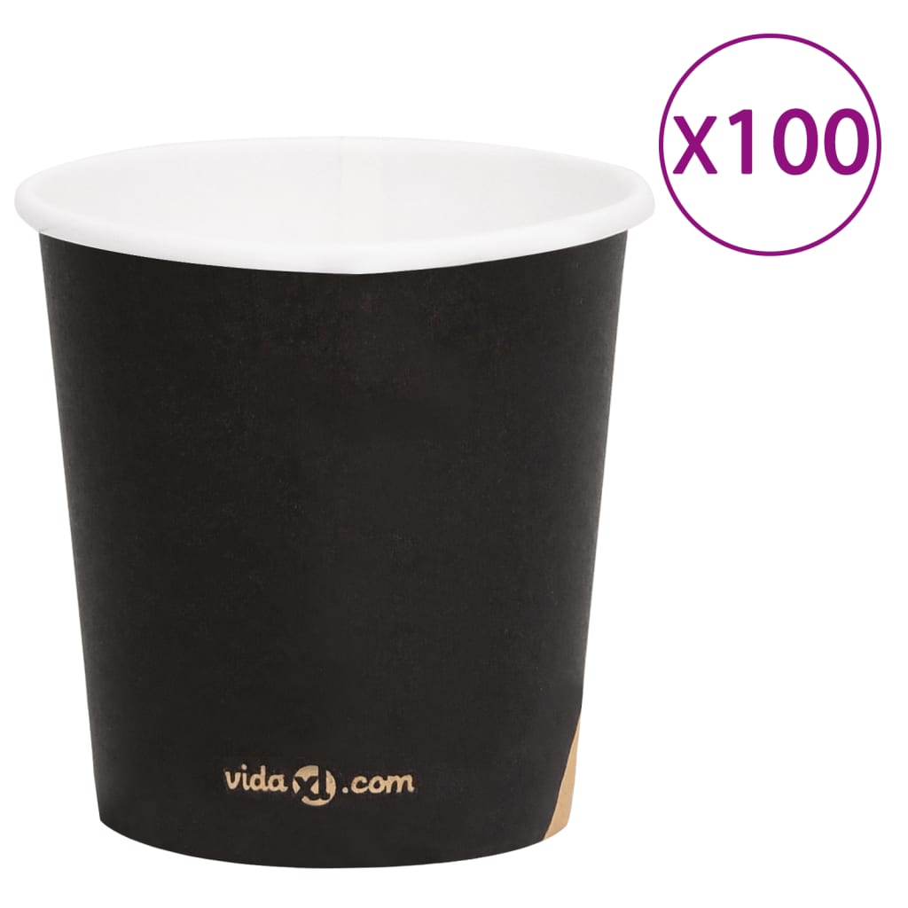 vidaXL Kaffepapirkopper 120 ml 100 stk svart