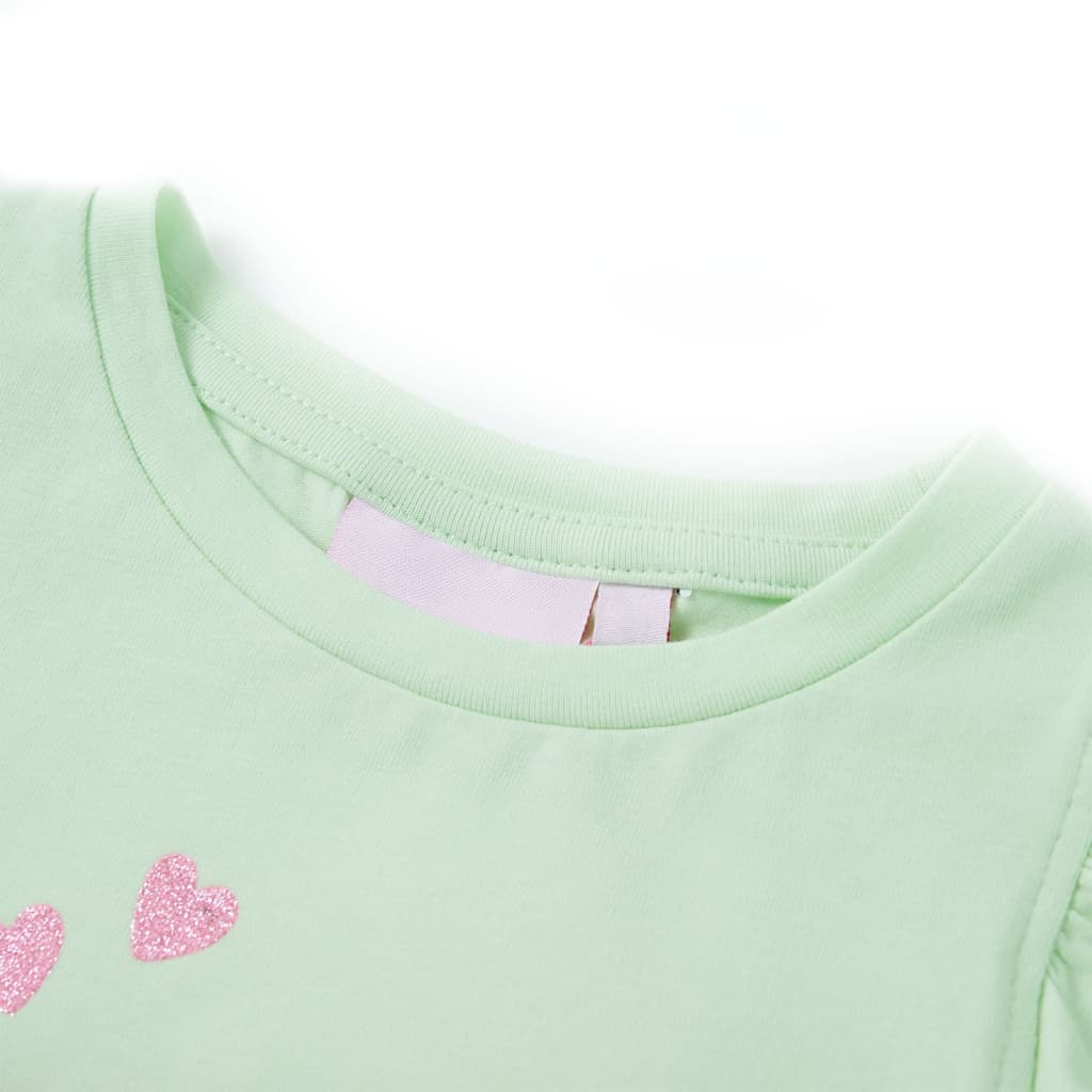 T-skjorte for barn med volangermer myk grønn 92