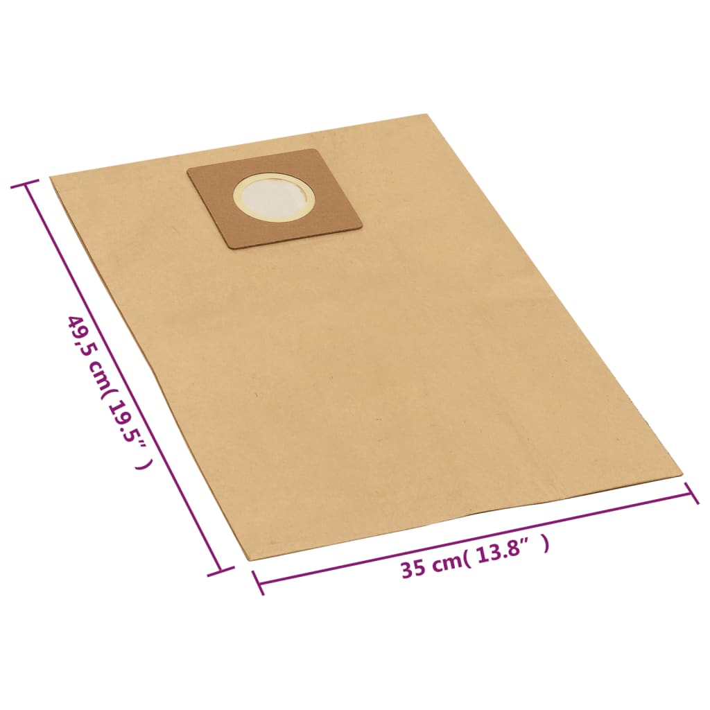 vidaXL Papirposer til våt-/tørrstøvsuger 10 stk brun