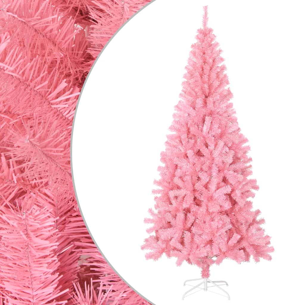 vidaXL Kunstig juletre med stativ rosa 210 cm PVC
