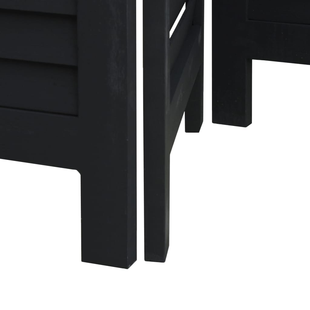 vidaXL Romdeler 3 paneler svart heltre keisertre